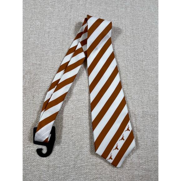 NWT Eagle’s Wing Men’s Burnt Orange White Striped UT Longhorns Silk Tie 60″ - Picture 10 of 10
